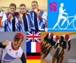 пазл Велоспорт трек командный спринт, Соединенное Королевство, Франция и Германия - Лондон 2012 - подиум